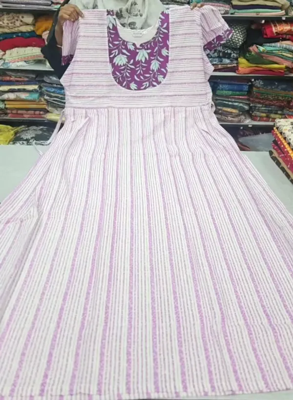 Premium Cotton Frock Style Nighty with Adjustable Rope & Side Pocket |NT3624